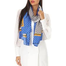 Foulard à pois noir et blanc forme rectangulaire dimensions : Foulard Long Bleu Et Blanc A Pois La Modeuse