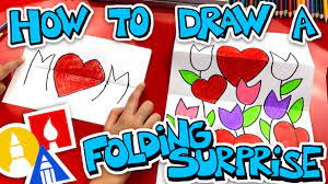 Pose a picture like this, with cutout heart taped to the wall and son or daughter blowing mom and grandma a special kiss. How To Draw A Mothers Day Folding Surprise Art For Kids Hub In 2021 Art For Kids Hub Art For Kids Kids Art Projects
