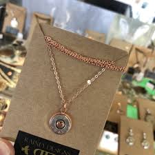 Bullet Slice Rose Gold Heart Necklace Jade Kiwi