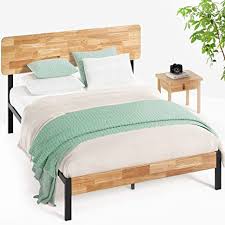 Sha cerlin heavy duty queen bed frame with modern wood headboard, metal platform bed with frosted iron frame, 12 under bed storage, noise free, no box spring needed, brown 4.6 out of 5 stars 295 $159.99 $ 159. Amazon Com Zinus Olivia Metal And Wood Platform Bed With Wood Slat Support Queen Hbpbb 14q Black Furniture Decor