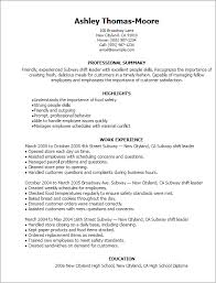 1 Subway Shift Leader Resume Templates Try Them Now Myperfectresume