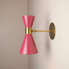Campana Wall Sconce In Brushed Brass And Pink Enamel Blueprint Lighting For Sale At 1stdibs Wall Sconces Sconces Pink Enamel
