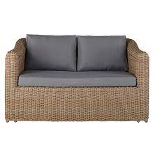gartensofa 2 sitzer aus geflochtenem kunstharz mit hellgrauen kissen corsica gartensofa lounge mobel gartenmobel