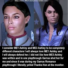 Mass Effect Confessions — CONFESSION: I consider ME1 Ashley and ME3...