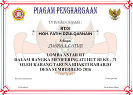 Contoh piagam penghargaan hut ri. Adijin My Blog Sertifikat Lomba 17 Agustusan Corel