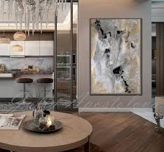 rectangle wall art gold leaf print large abstract canvas art watercolour print contemporary art gold black gray water color painting grote kunst aan de muur decoraties abstract doek