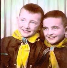 Hand colored photo of Jim and Gary Woodruff
