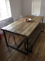 Reclaimed Industrial Chic 6 8 Seater Solid Wood And Metal Dining Table Bar And Cafe Bar Res Metal Dining Table 8 Seater Dining Table Restaurant Furniture Table