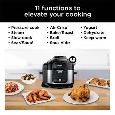 The user's manual and instructions are in english, spanish, french and chinese with cooking time tables. Pressure Cooker Air Fryer Ninja Foodi 11 In 1 6 5 Qt Pro