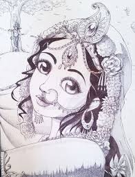 Traditional Sketch Srimati Radharani S Smile Art Drawings Sketches Creative Girl Drawing Sketches Indian Art Paintings