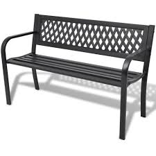 Banc De Jardin 118 Cm Acier Noir 42169 Banc Jardin Mobilier De Balcon Mobilier Jardin