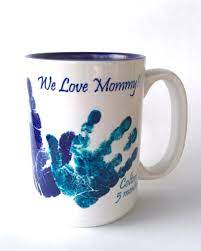 Sibling Baby And Toddler Handprint Mugs With Actual Prints Etsy Baby Footprint Art Footprint Art Inkless Print Kit