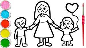 Kakak sedang menyapu dedaun kering dengan penyapu. Menggambar Dan Mewarnai Gambar Hari Ibu Untuk Anak Anak 172 Max Edukid