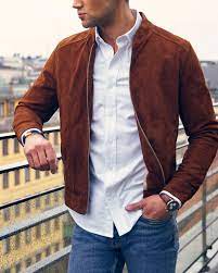 Marloes Cognac Suede Jacket Suede Jacket Men Mens Casual Outfits Leather Jacket Outfit Men
