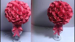 30 rose centerpieces that will upgrade your reception tables. Diy How To Make A Paper Rose Topiary Rose Ball Room Decor Youtube