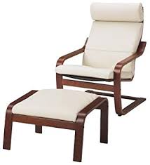 Amazon Com Ikea Poang Chair Armchair And Footstool Set With Off White Leather Covers Furniture Decor