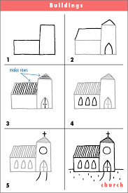 Then draw horizontal lines on both sides of the door. Draw A Church Art Drawings For Kids Church Art Drawing For Kids
