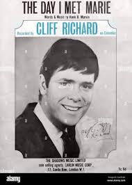 Signed record cover Cliff Richard's 'The Day I Met Marie'. Cliff Richard  (1940-) a British pop singer, musician, performer, actor and philanthropist  Stock Photo