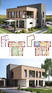 Modernes Kubus Haus Mit Flachdach Garage Bauen Einfamilienhaus Grundriss Modern 200 Qm Gross In 2020 Haus Architektur Haus Design Moderne Home Plane