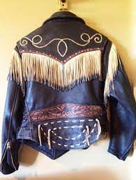 Walter Leather Company Brown Elk Leather Fringe Belt Biker Moto Jacket Sz Large Moto Biker Jacket Leather Company Moto Jacket