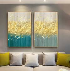 Golden Splash Abstract Wall Art Blue Gold Contemporary Wall Art Decor Contemporary Wall Art Decor Wall Art Pictures Modern Canvas Art