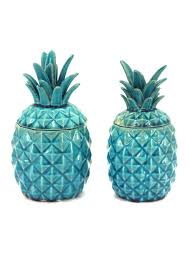 Set Of 2 Turquoise Ceramic Pineapple Jars Ceramic Pineapple Pineapple Decor Pineapple Jars