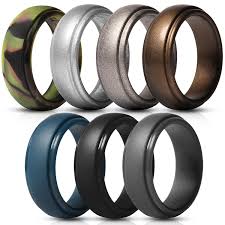 Amazon Com Saco Band Silicone Rings For Men 7 Pack Singles Rubber Wedding Bands Spor Rubber Wedding Band Silicone Wedding Ring Women Mens Wedding Rings