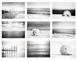Black And White Beach Photo Set 9 Nautical Photographs Grey Etsy In 2021 Black And White Beach Black And White Landscape Seascape Photography