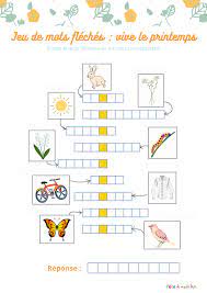 Mots fléchés illustrés à imprimer. Jeu Gratuit A Imprimer Mots Fleches Vive Le Printemps Tete A Modeler