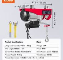 VEVOR Wireless Electric Hoist, 440 lbs 110V Electric Steel Wire Winch with  Wireless Remote Control, 40ft Single Cable Lifting Height & Pure Copper ...