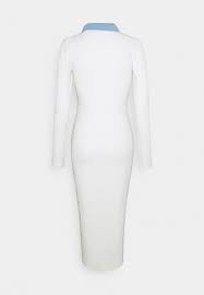 Missguided Tall Contrast Collar Placket Midaxi Dress Jersey Dress Ivory Off White Zalando Ie