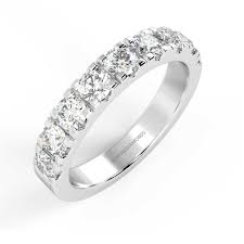 Details About 3 Mm Round Diamond Micro Pave Set Half Eternity Ring 18k White Gold