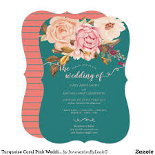 Turquoise Coral Pink Wedding Invitations Flowers Coral Wedding Invitations Pink Wedding Invitations Flower Wedding Invitation