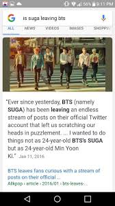 Managed by big hit music, he debuted as a member of the south korean pop idol group bts in 2013. Is Suga Leaving Bts Army S Amino