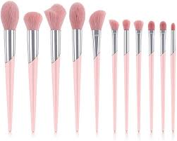 pink fake fur makeup brush set