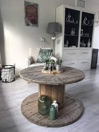 houten haspel als tafel gebruikt huis ideeen decoratie interieur huiskamerideeen