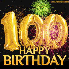Featuring a big 100 front and center in a cloud and presents this is an event that must be celebrated. 100th Birthday Greeting Card Amazing Bursts Of Fireworks Gif Download On Funimada Com