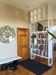 Here we attached strips of structural wood to the walls using drywall/gyprock anchors and. My Ikea Hack Kallax Becomes A Floor To Ceiling Bookshelf Living Room Divider Hanging Room Dividers Room Divider Bookcase