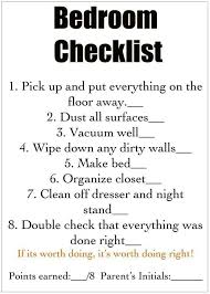 Bedroom Cleaning Check List Chores For Kids Chore Cards Job Cards