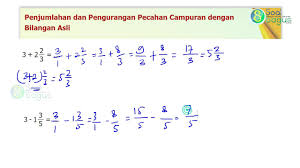 Penjumlahan Pengurangan Pecahan Campuran Dg Bilangan Asli Materi Dan Soal Matematika Kelas 5 Youtube