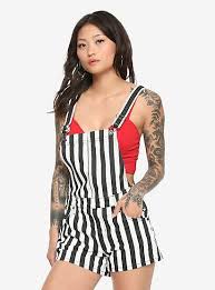 Black And White Striped Overalls Black White Striped Shortallsblack White Striped Shortalls Black White Stripe White Overalls Black White Stripes Clothes