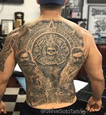 The artwork of mister cartoon graces the skin of many celebrities. 20 Best Tattoos From Amazing Tattoo Artist Steve Soto Mayan Tattoos Tattoo Artists Aztec Tattoo Designs