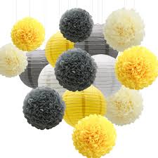 The picture has scope for different colors to brighten up the whole scene. Hot Pink White Black Paper Flowers Pom Poms Balls And Paper Lanterns For Minnie Mouse Theme
