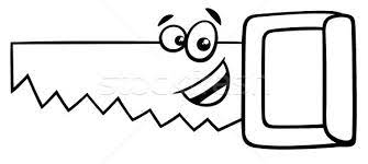 1) if you have javascript enabled you can click the print link in the top half of the page and it will automatically print the coloring page only and ignore the advertising and navigation at the top of the page. Wood Saw Cartoon Coloring Page Vector Illustration C Izakowski 8216983 Stockfresh