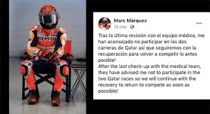 For all your grand prix racing updates, news.com.au has you covered. Motogp Latest News Marc Marquez Updates Honda I Will Miss Both Races In Qatar Gpone Com