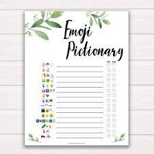Botanical Baby Emoji Pictionary Games Printable Baby Games Etsy Tropical Baby Shower Baby Shower Baby Shower Fun