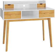 Amazon Com Homecho Writing Computer Desk Modern Workstation Table Wood Compact Study Desk With 4 Drawer S In 2020 Writing Desk Modern Modern Computer Desk Modern Desk