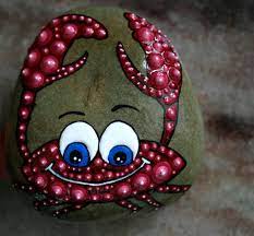 Red Crab Painting Rock Crab Artwork Crab Rock Painting Dot Artwork Stone Hand Painted Gifts Mandala Dot Art Crab Painting