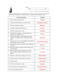 Structure/function cell part stores material within the cell organelle plant cells animal cells cell wall x chloroplast x cytoplasm x x endoplasmic reticulum. Cell Organelles Worksheet Key Cell Biology Cell Membrane