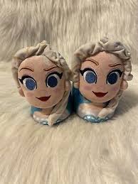 Disney Frozen Elsa Slippers Girls Size 7-8 Blue Slip On Shoes NWT